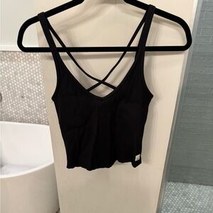 VUORI Rib Crop Tank Women's Rib Tank in Black Size S